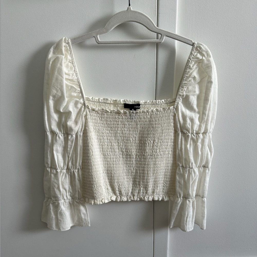 Aqua White Blouse